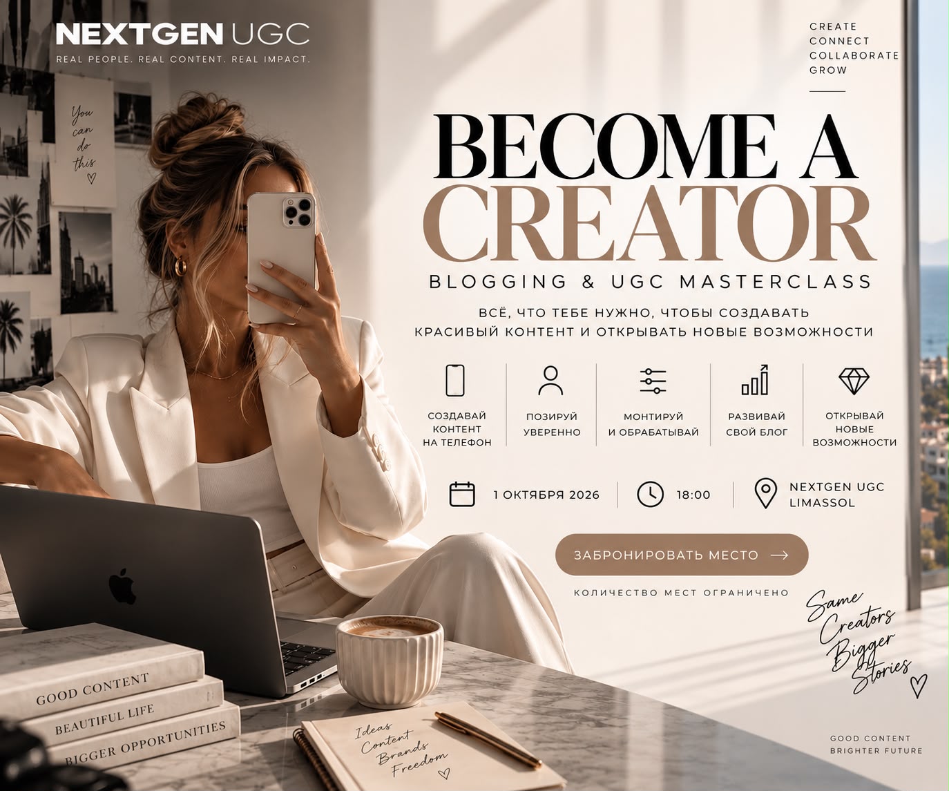 Become a Creator — Blogging & UGC Masterclass, 1 October 2026, 18:00, NextGen UGC Limassol