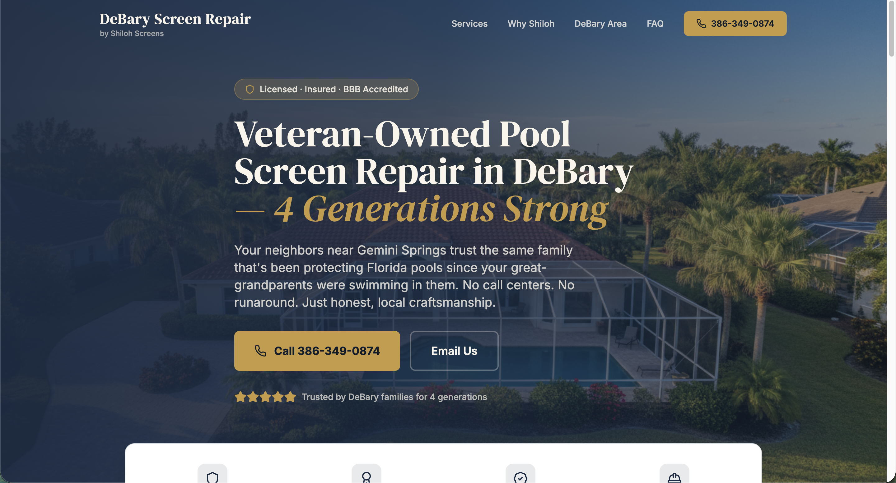 Pool Screen Repair Ranking Site template preview