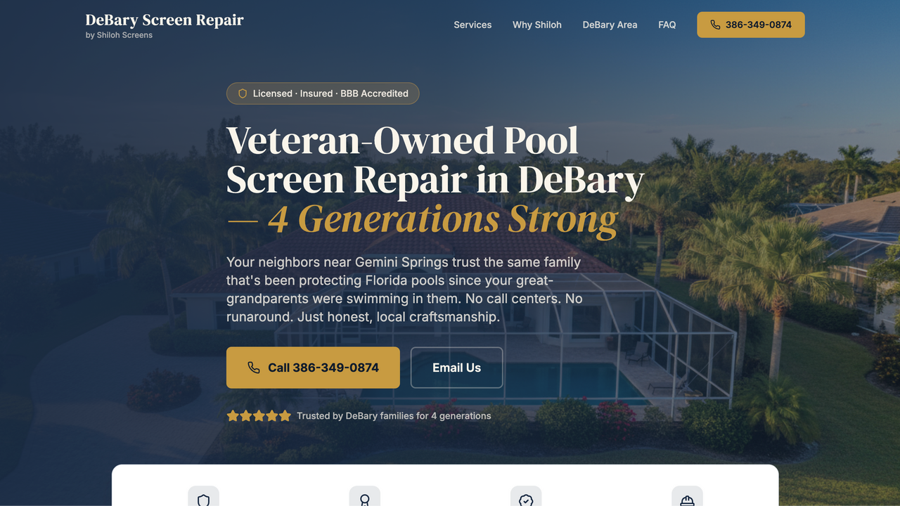Pool Screen Repair Ranking Site template preview