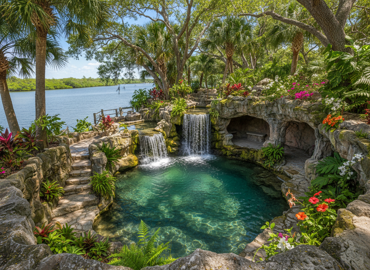 Waterfall grotto pool, Palmetto FL