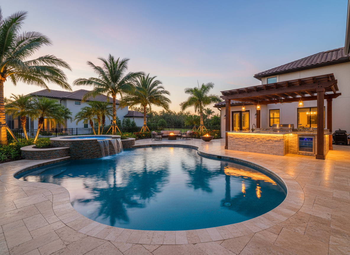Luxury pool with outdoor kitchen, Bradenton FL