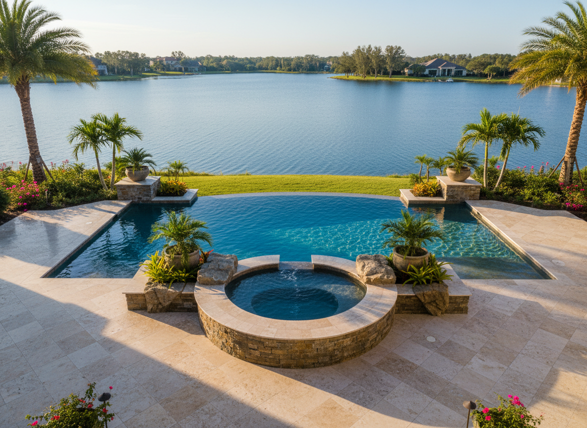 Luxury lakefront pool, Parrish FL