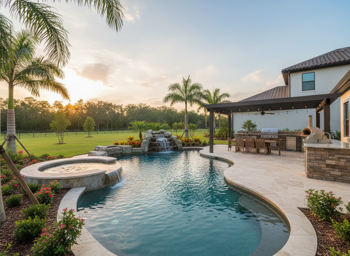 Custom pool with outdoor kitchen, Berry Bay Wimauma