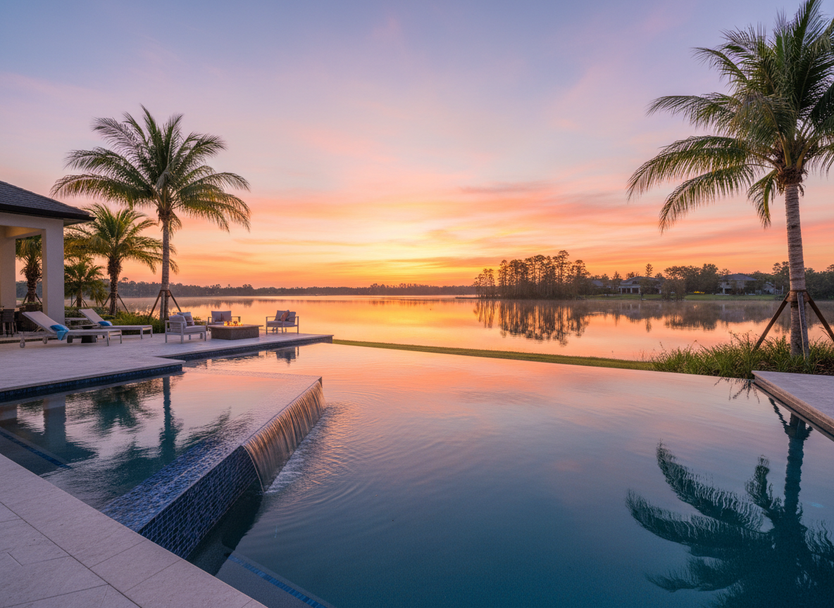 Vanishing edge pool with lake views, Parrish FL