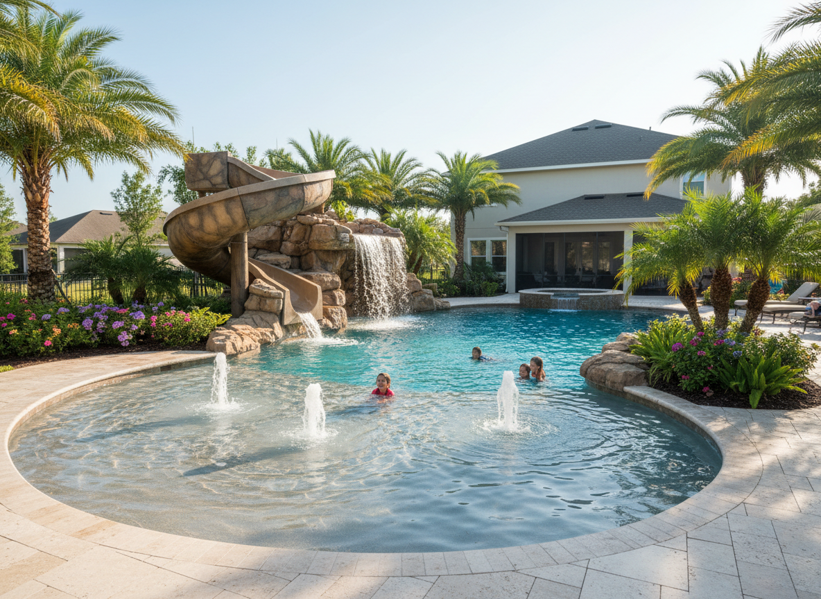Family pool with slide, Panther Trace Riverview