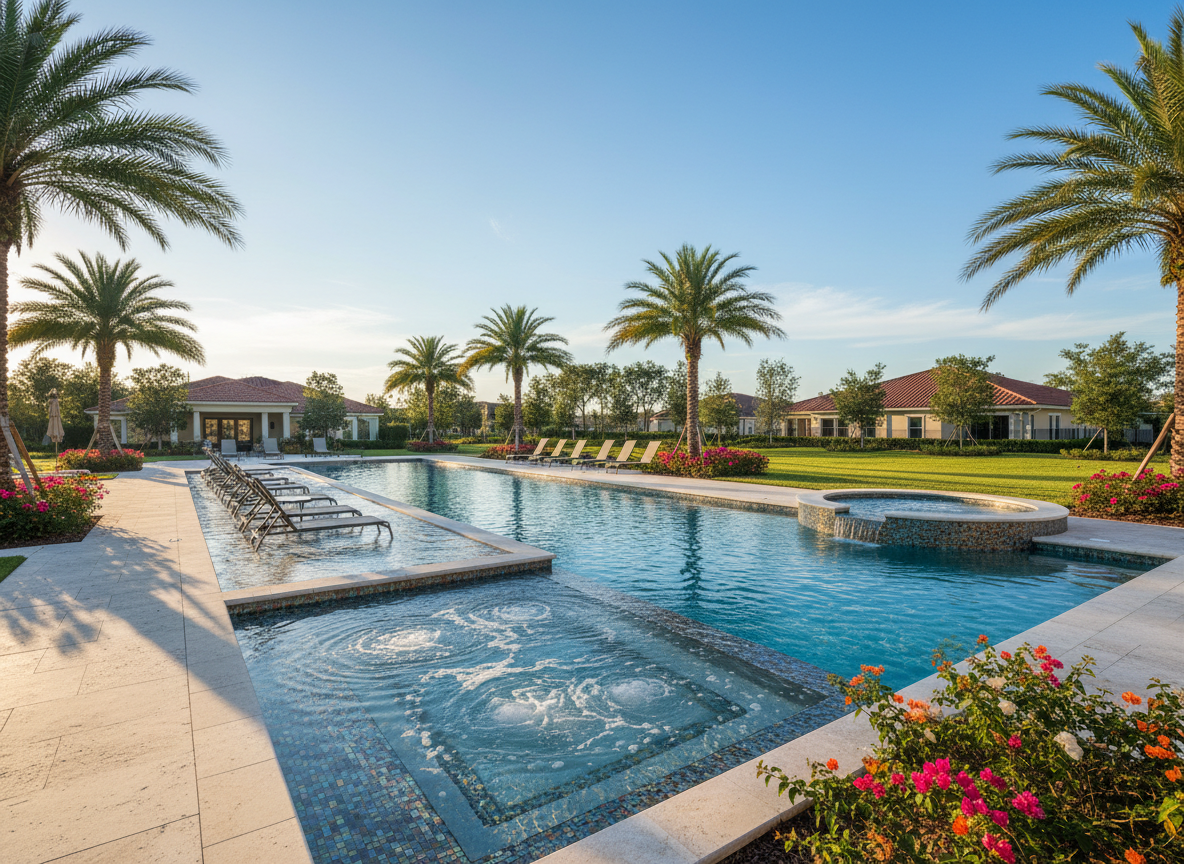 Elegant pool with sun shelf, Sun City Center FL