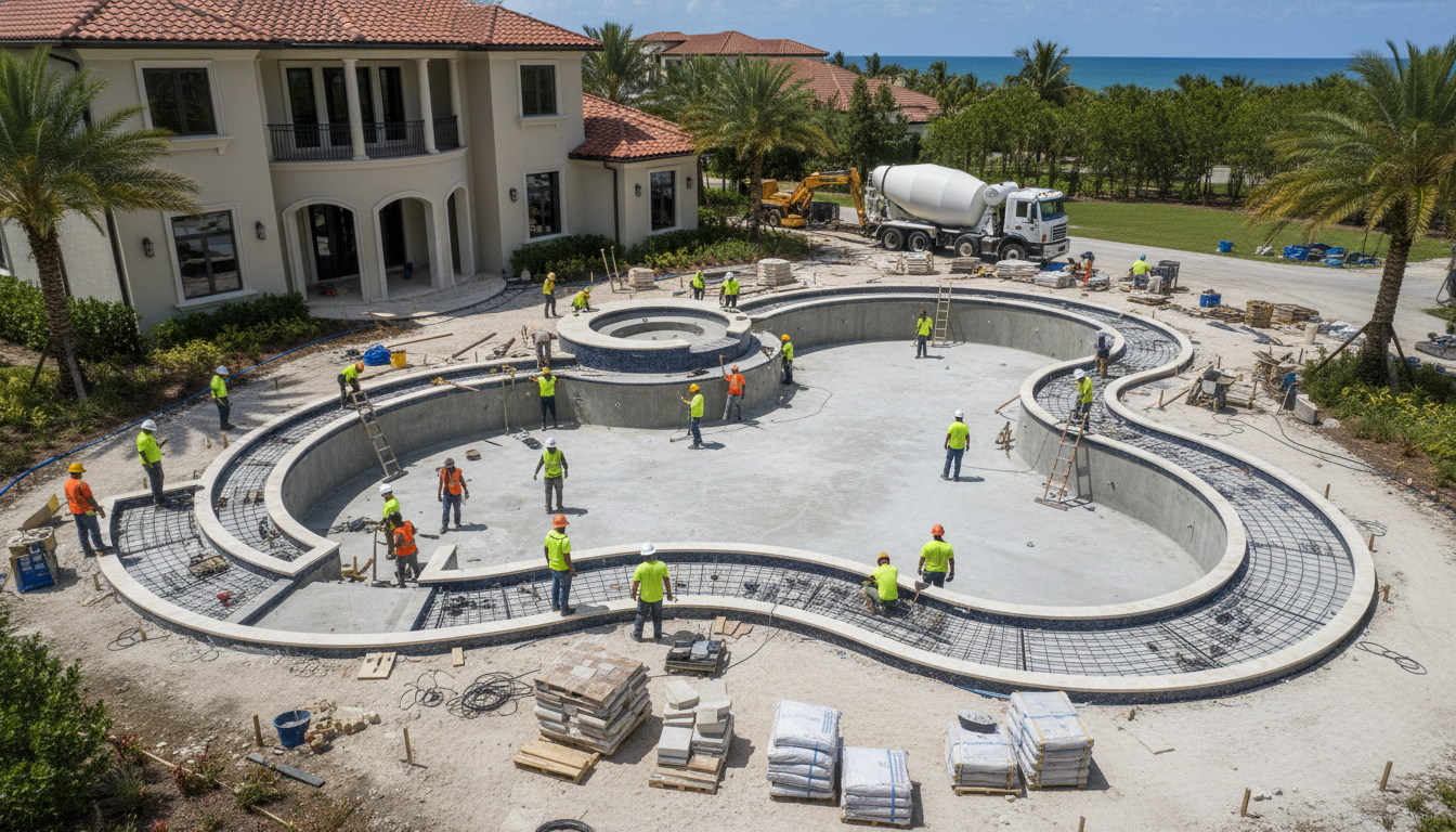 Luxury pool construction process