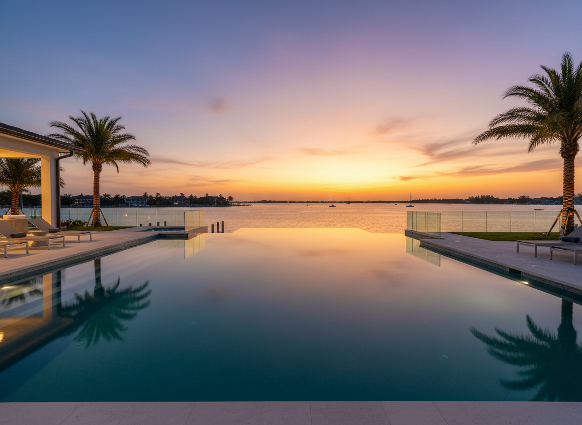 Infinity edge pool overlooking Tampa Bay, Apollo Beach