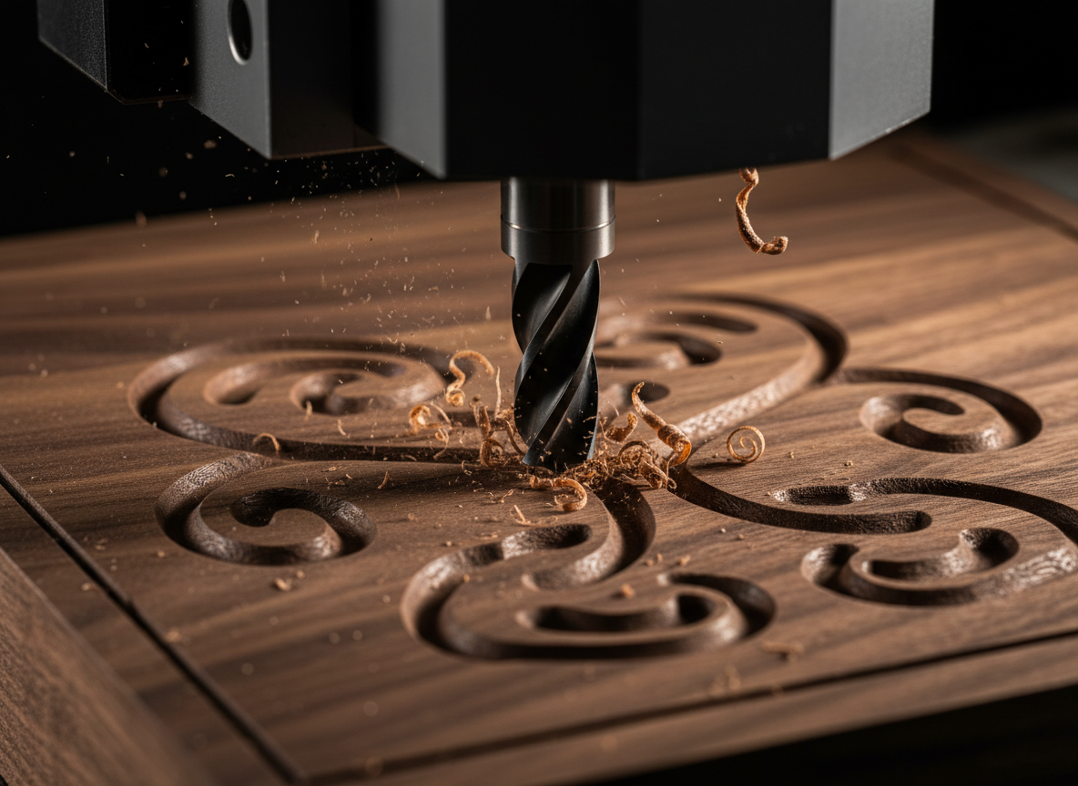 CNC machine carving wood at Makeology