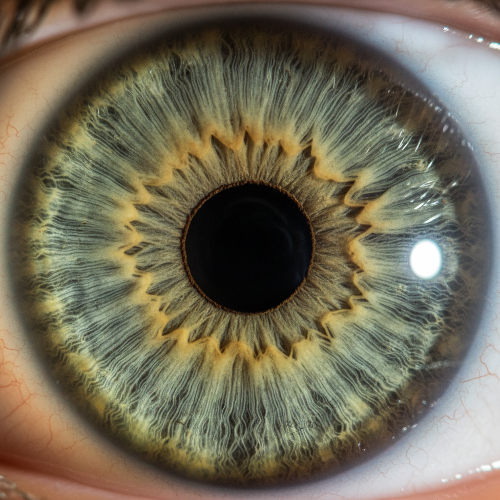 Human iris patterns studied in iridology