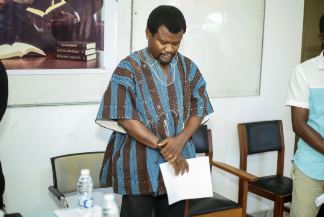 Prayer before the ceremony begins at NARH-BITA College Hospital. — Buckle Foundation donation ceremony