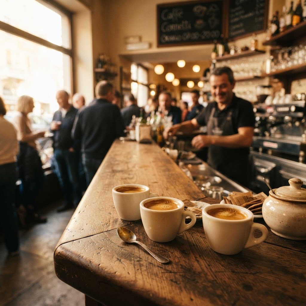 Espresso's aan de bar in Italië