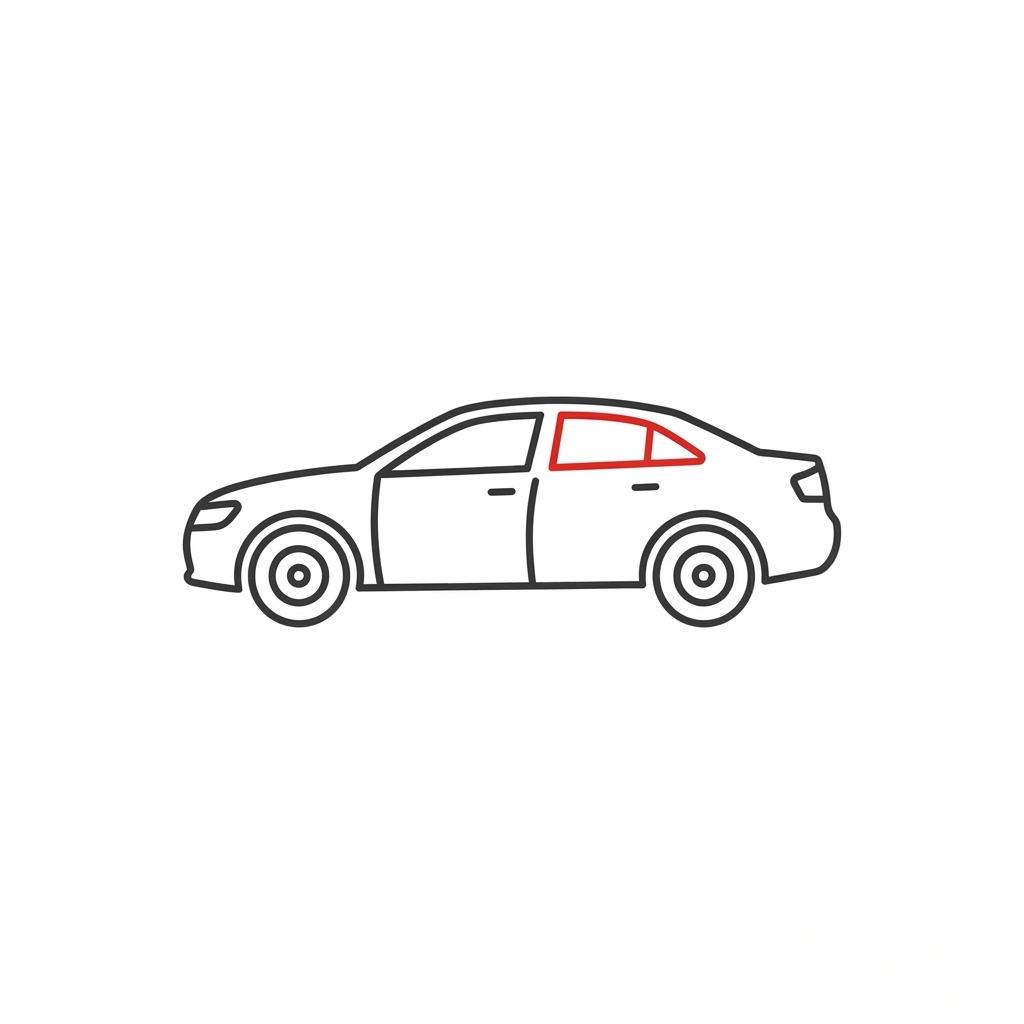 Car side profile with side window highlighted icon