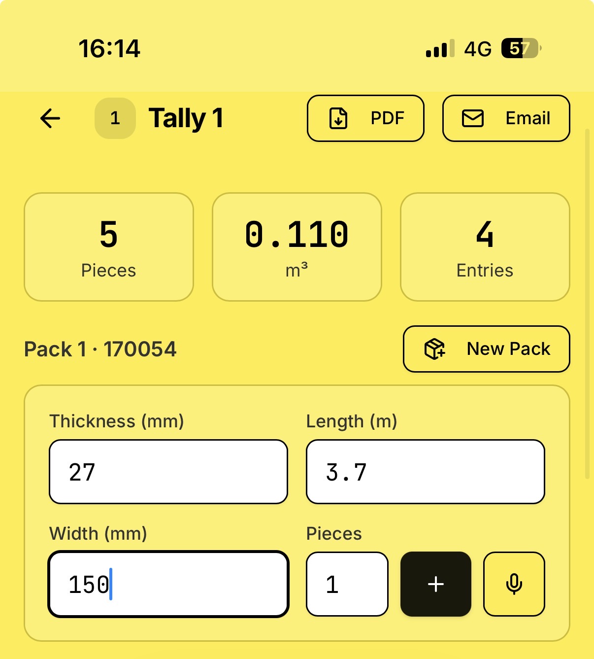 BH Timber Tally  template preview