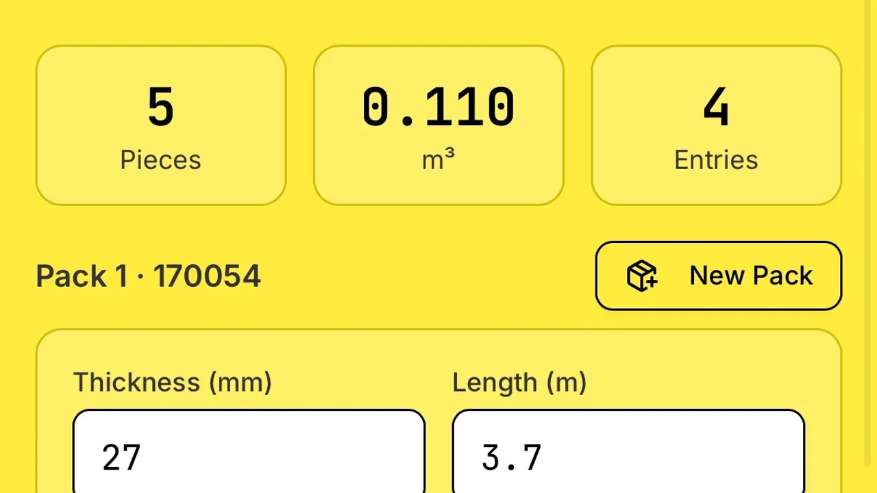 BH Timber Tally  template preview