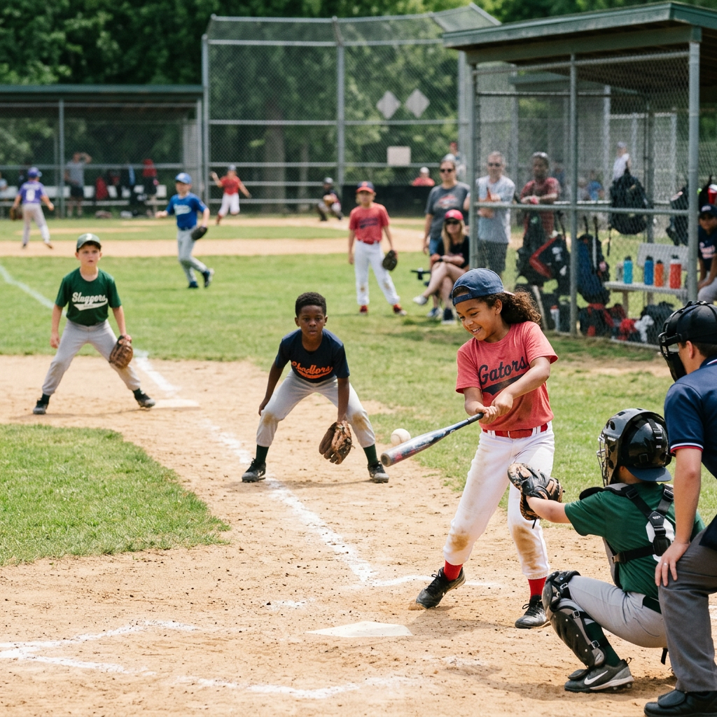 Kids playing baseball