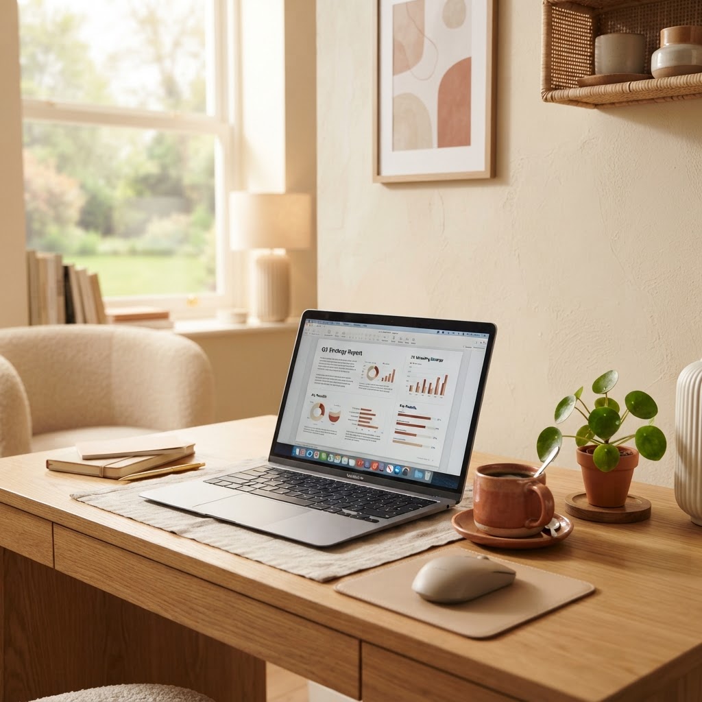 A professional workspace — CV Pigeon helps you prepare for your next role