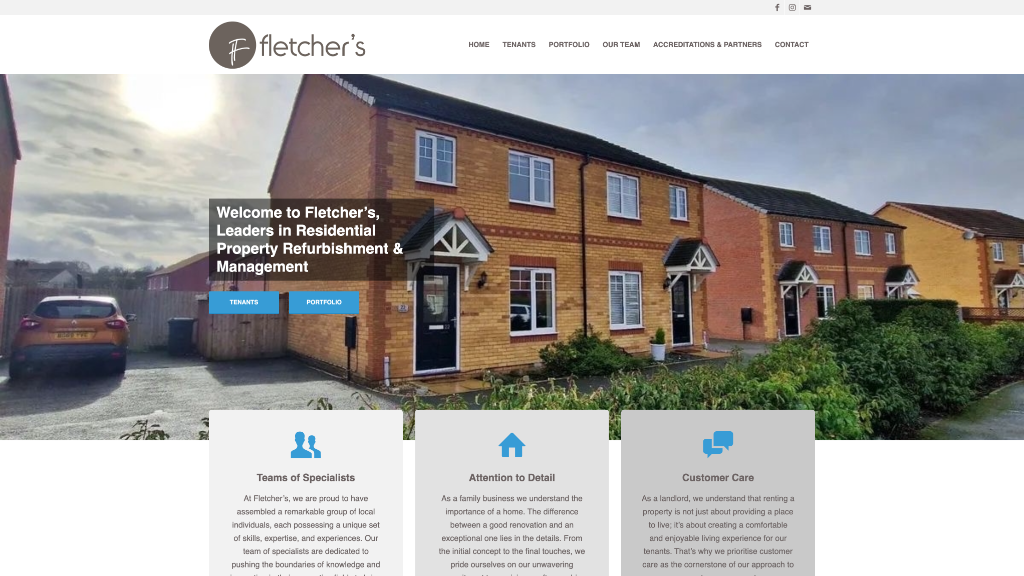 Fletcher's website - Property / Real Estate - custom web design by T1 Media