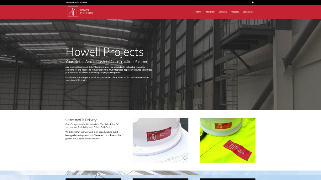 Howell Projects website - Construction / Industrial - custom web design by T1 Media