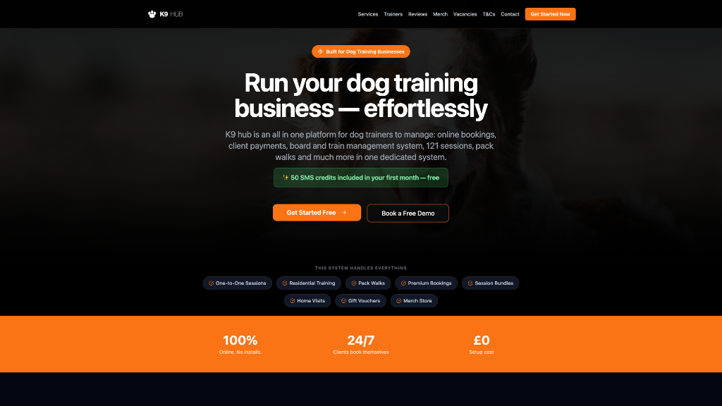 K9 Hub website - Software / Pet Services - custom web design by T1 Media