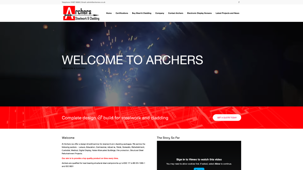 Archers Steelwork website - Industrial / Construction - custom web design by T1 Media