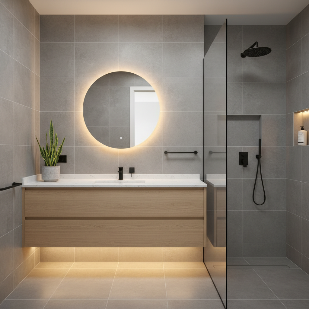 Modern Bathroom Renovation Newcastle WA Russo Builders