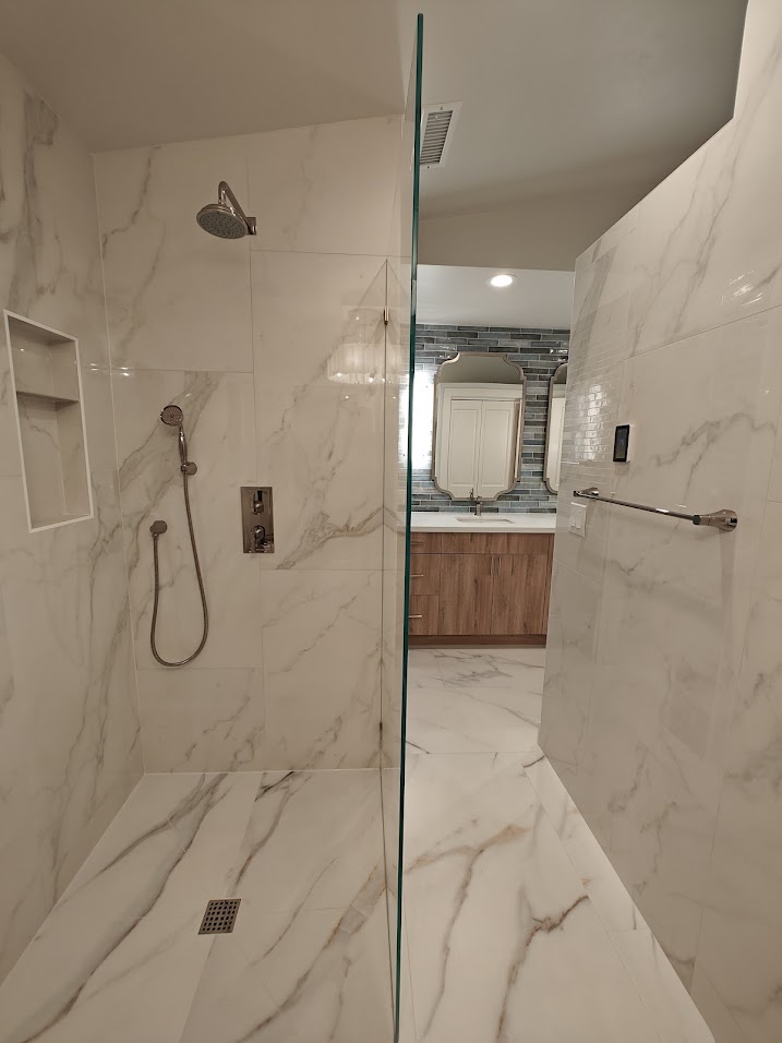 Luxury Walk-in Marble Shower Remodel Eastside Seattle Russo Builders