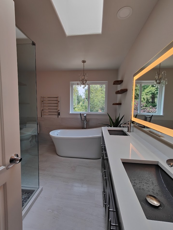 Luxury Master Bathroom with Freestanding Tub Renovation Bellevue WA