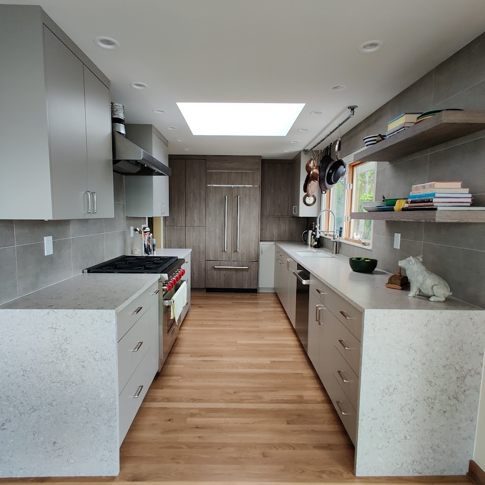 Modern Galley Kitchen Remodel with Skylight Eastside Seattle