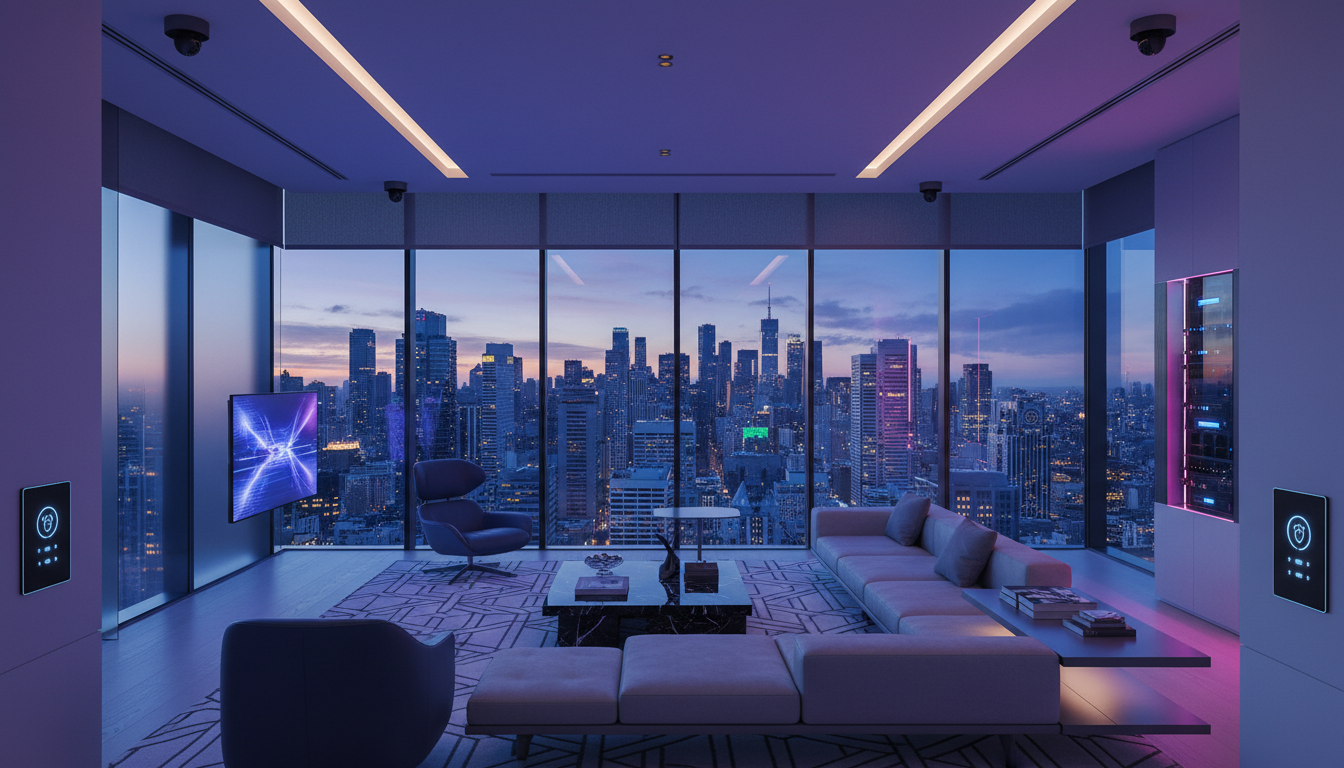Smart home with modern automation and lighting