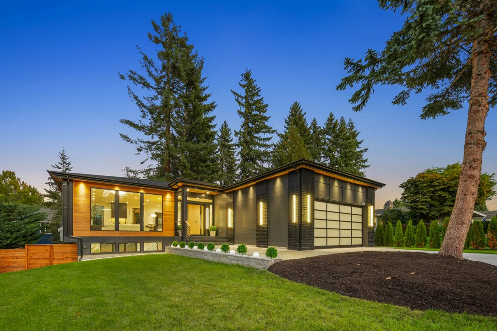 Modern custom home construction project in Bellevue, Washington