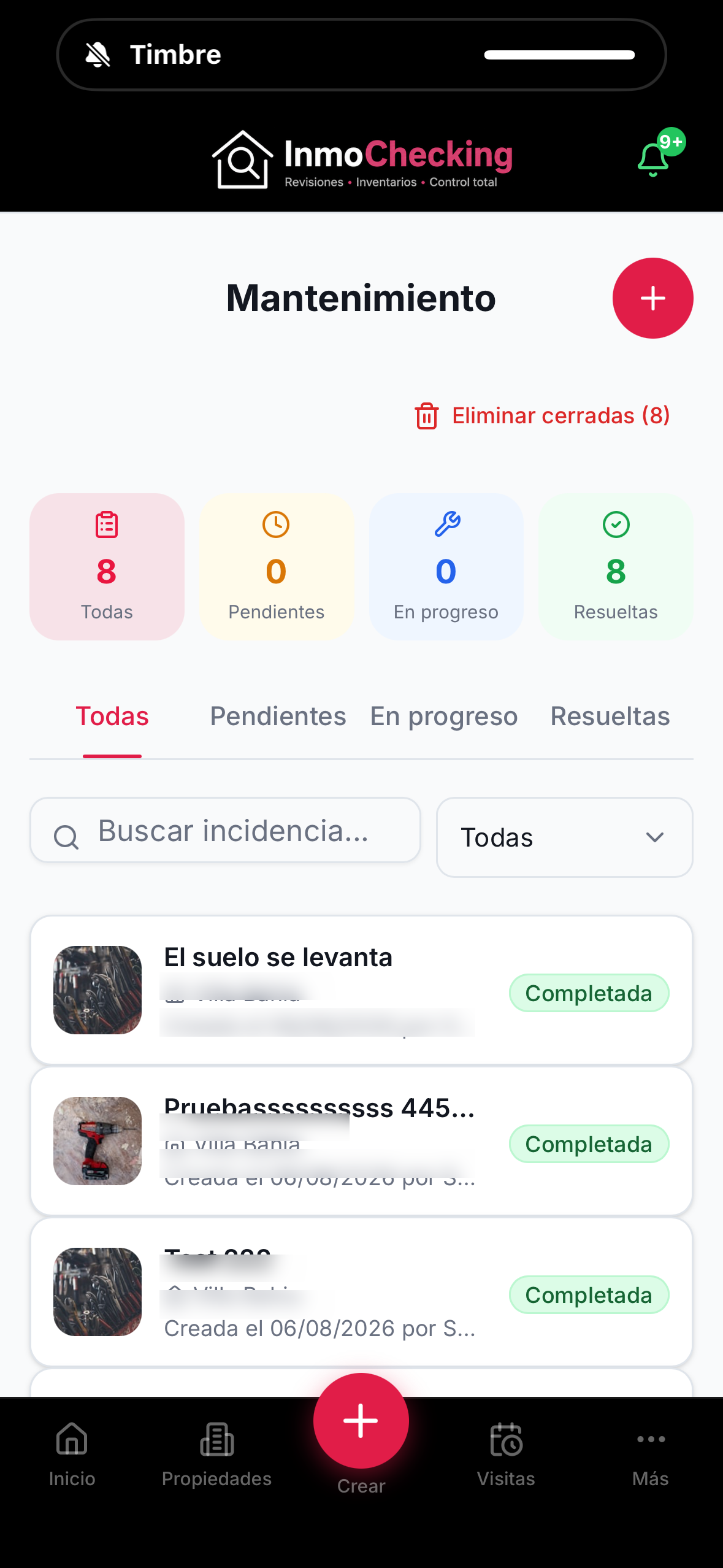 Mantenimiento e incidencias