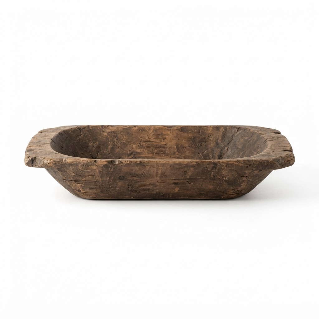 Distressed Wood Dough Bowl
