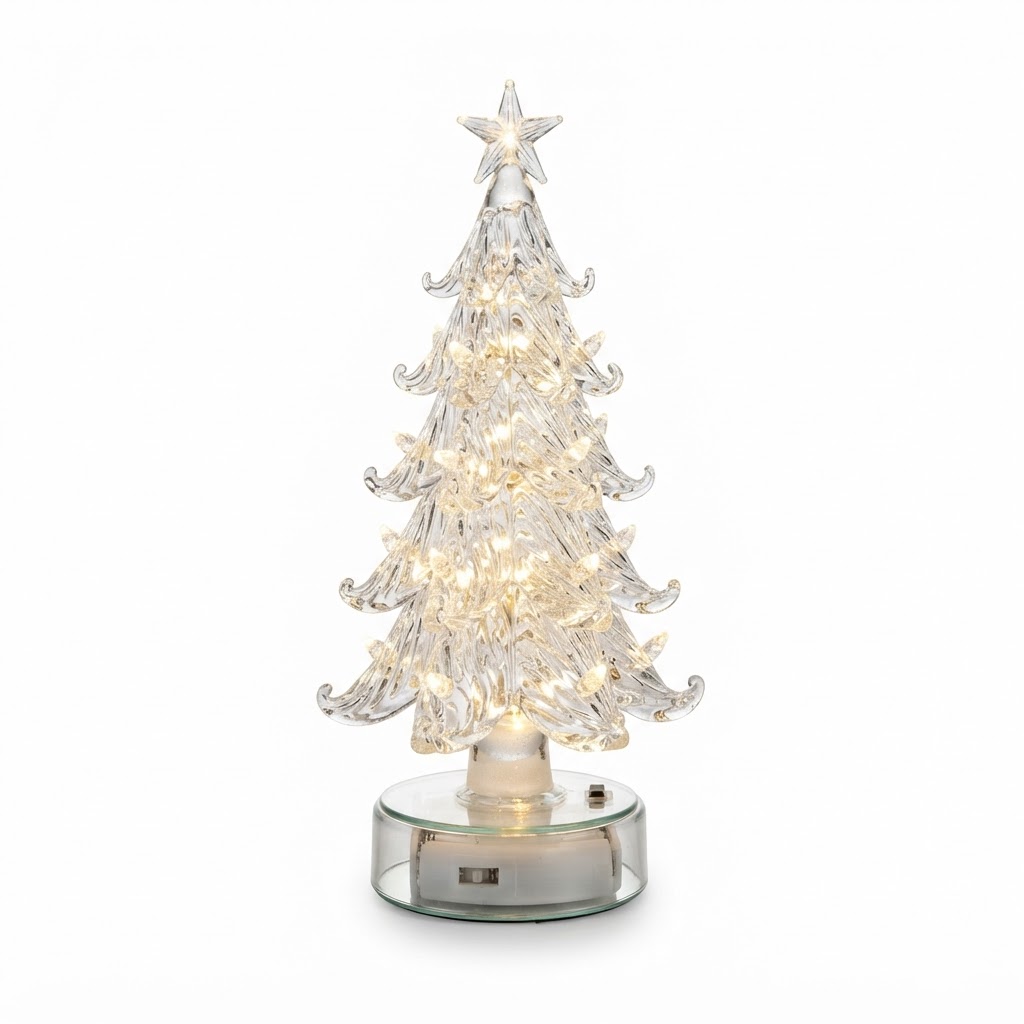 Pre-lit Glass Tabletop Tree