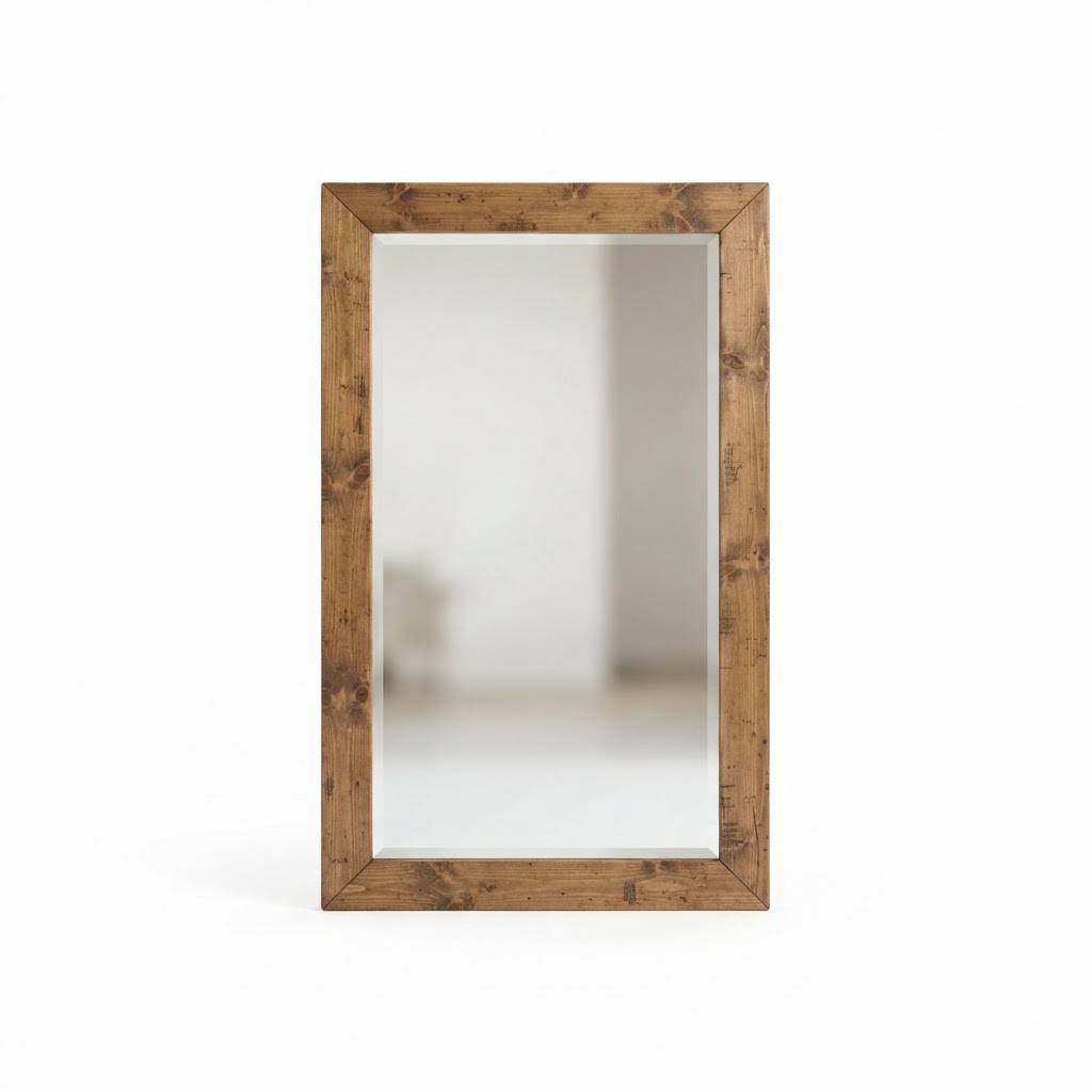 Large Rectangular Wood Framed Mirror