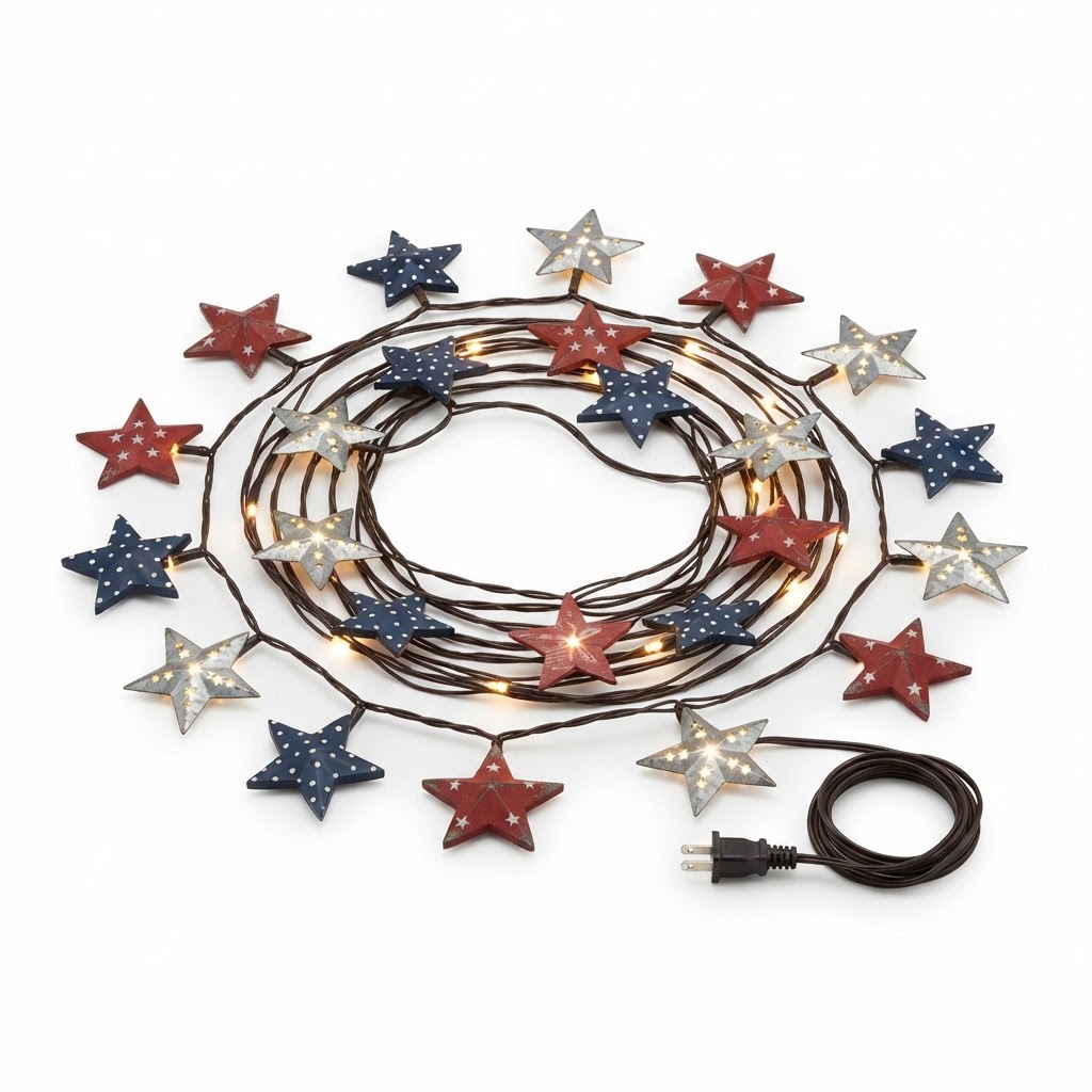 Transitional Americana Star String Lights