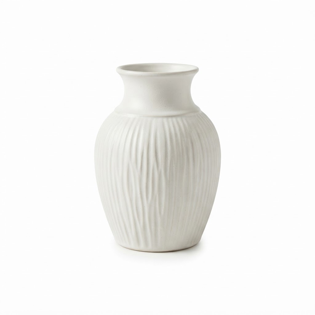 Transitional Ceramic White Vase