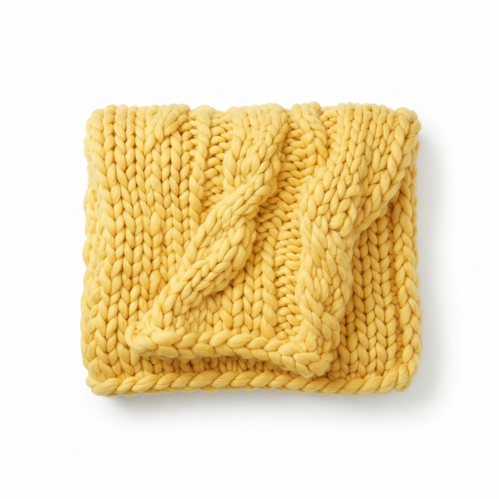 Transitional Chunky Knit Yellow Throw Blanket