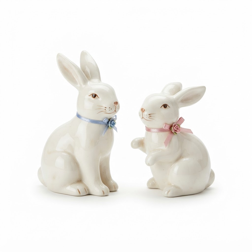 Ceramic Rabbit Figurine Set