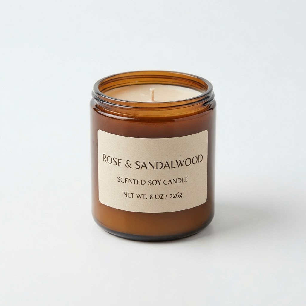 Scented Rose and Sandalwood Soy Candle