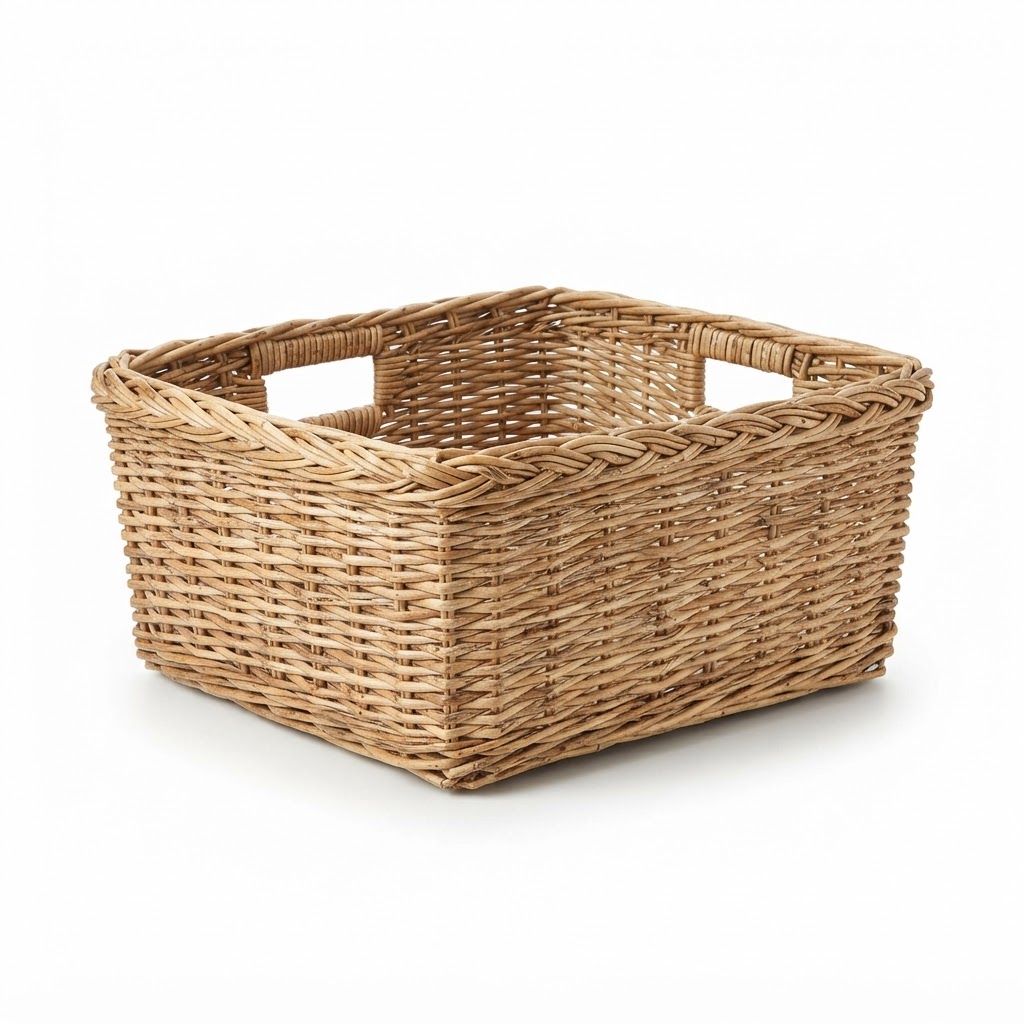 Hand-Woven Wicker Storage Basket