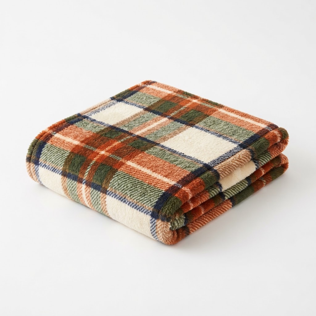 Plush Plaid Fall Throw Blanket