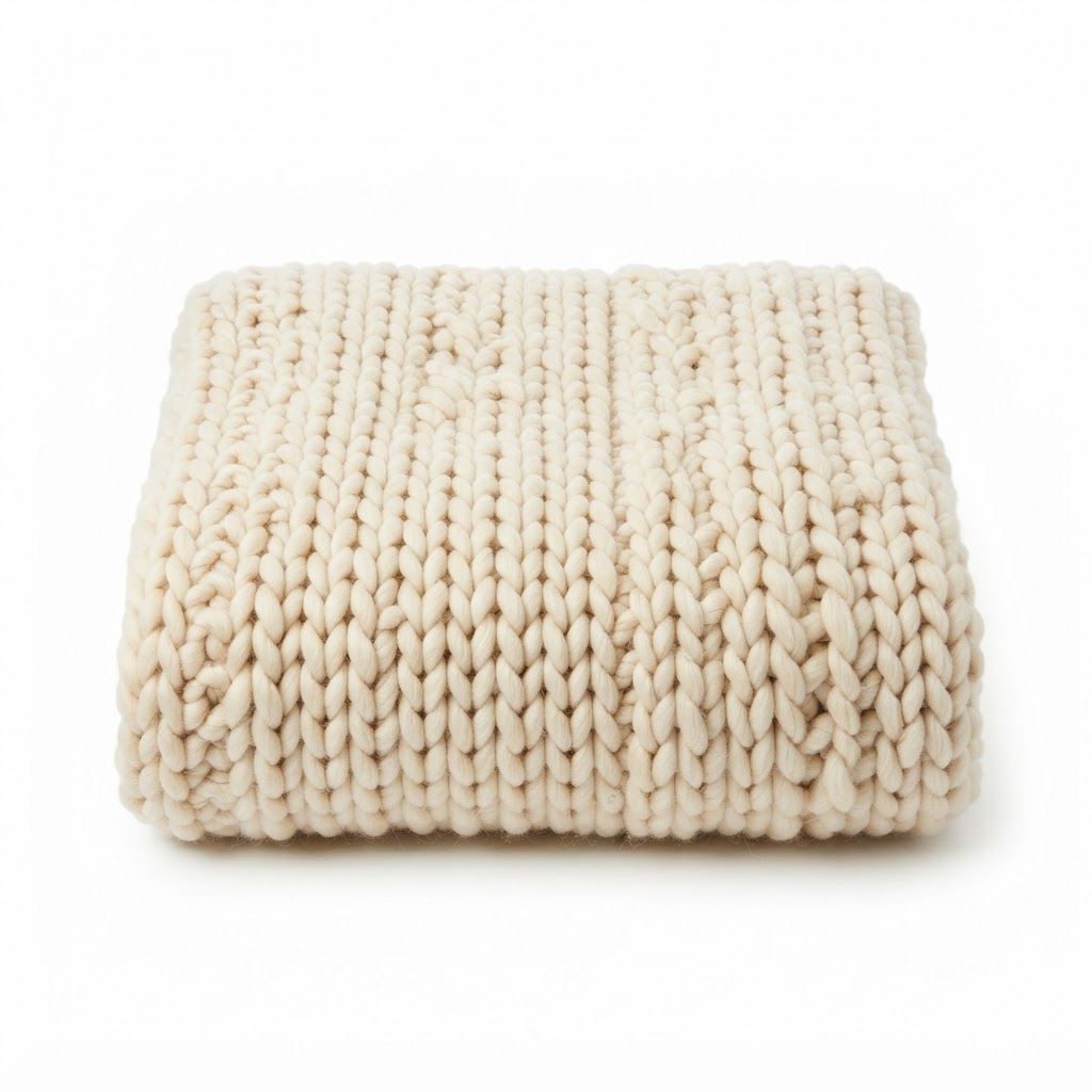 Cream Chunky Knit Throw