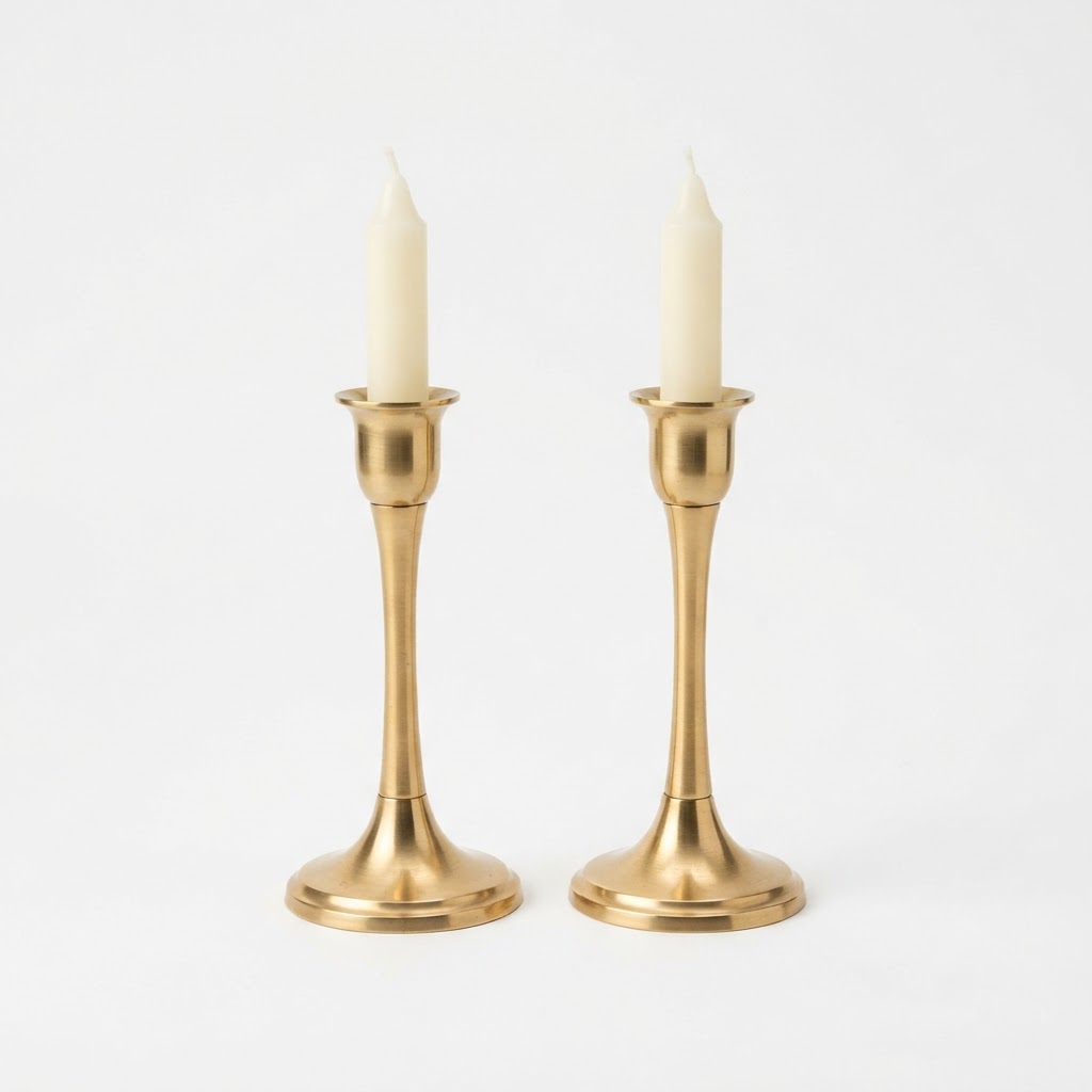 Tapered Brass Candle Holder Set