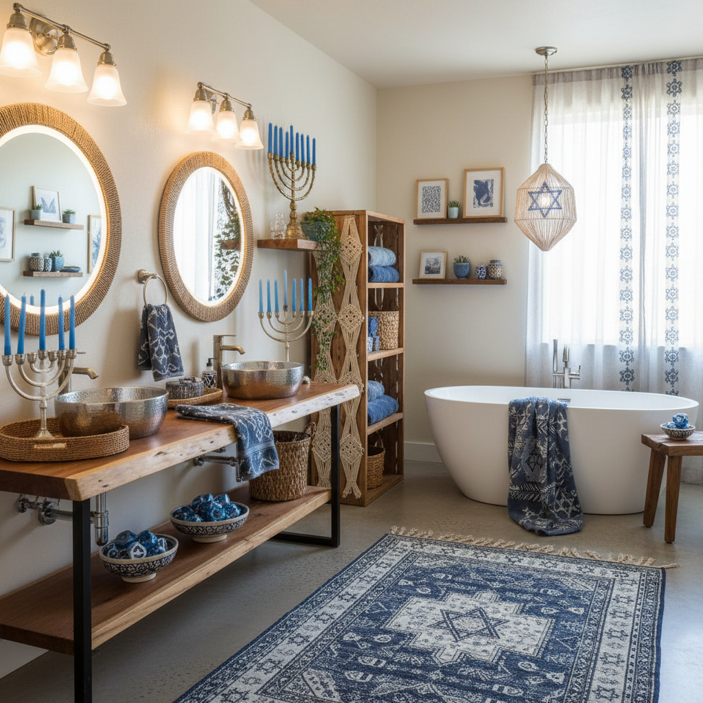 Boho Hanukkah Master Bathroom