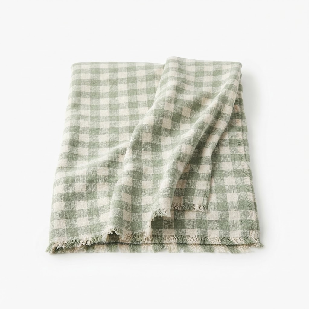 Linen Checkered Throw