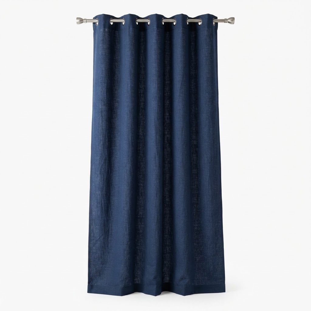 Navy Linen Blackout Curtains