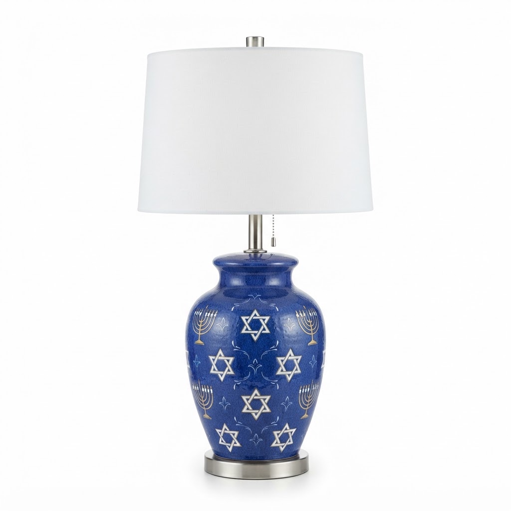 Transitional Blue Ceramic Table Lamp