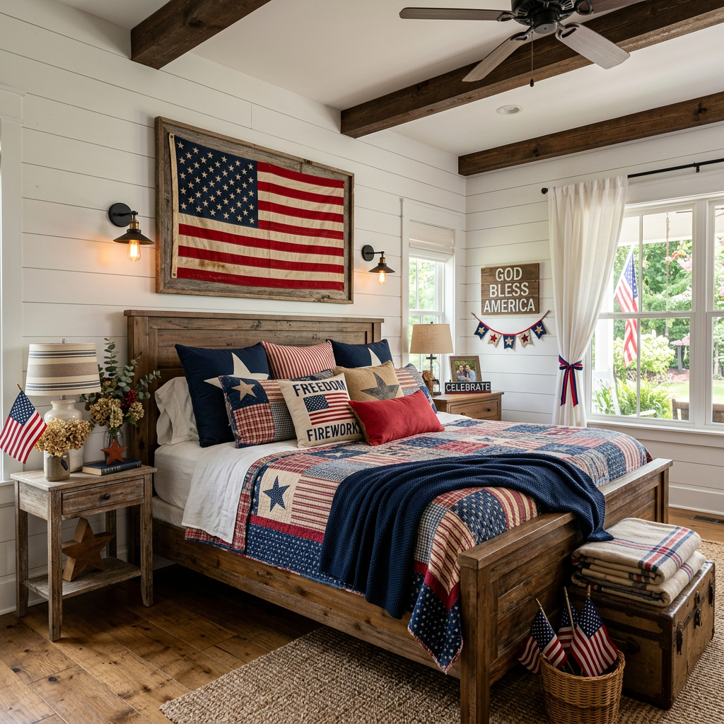 Farmhouse Independence Day (4th of July) Master Bedroom