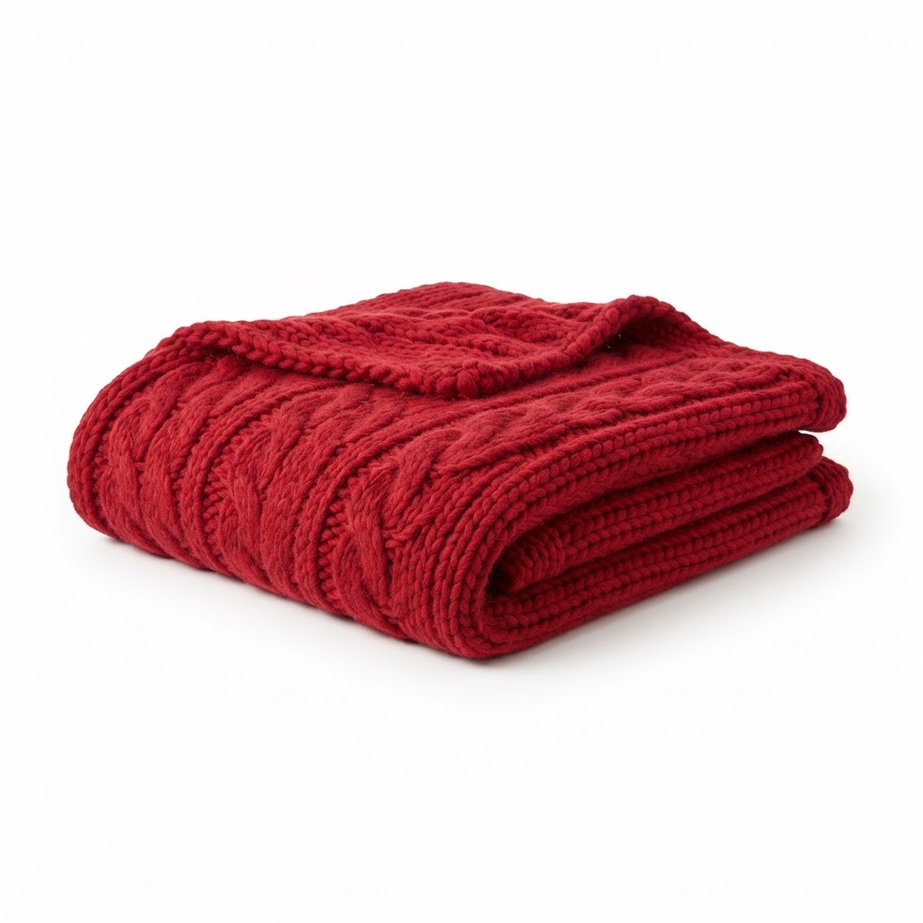 Red Knit Throw Blanket